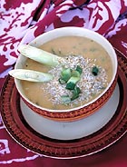 Thai Curry Tomato Soup with Toasted Coconut & Rice pancakes, Jim Gallivan, Atlantic Culinary
Academy-Le Cordon Bleu