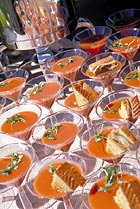 Chilled Heirloom Tomato Soup with Fontina/Foie Gras Grilled Sandwich, Andrew Gibson, Bacara Resort